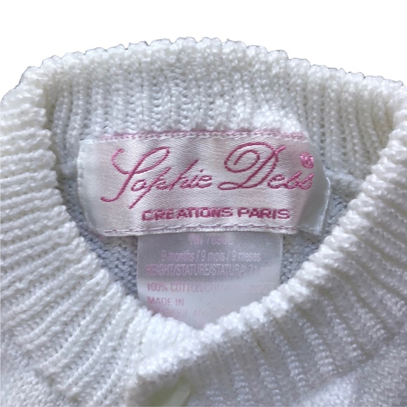 Sophie Dess Paris White Cardigan Sweater with Sailboat 6M - Picture 3 of 4